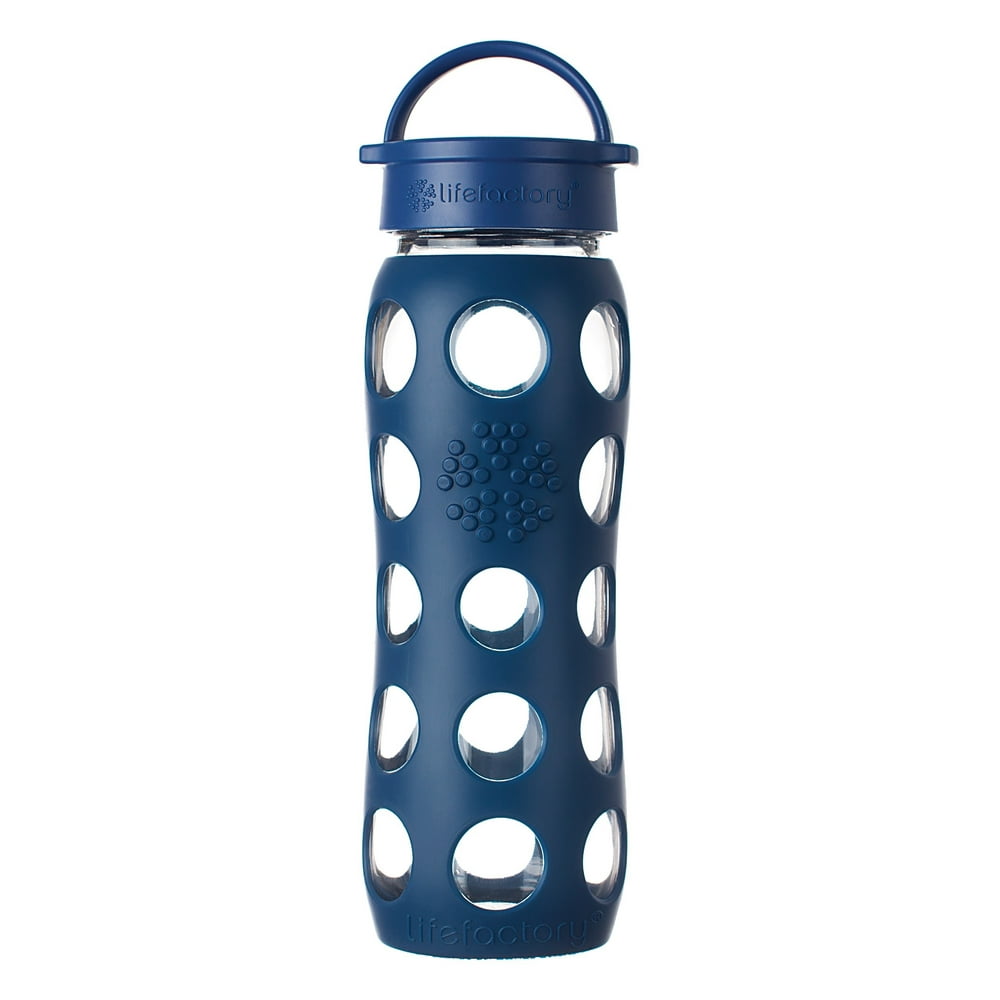 Lifefactory 22oz Glass Water Bottle with Classic Cap - Midnight Blue ...