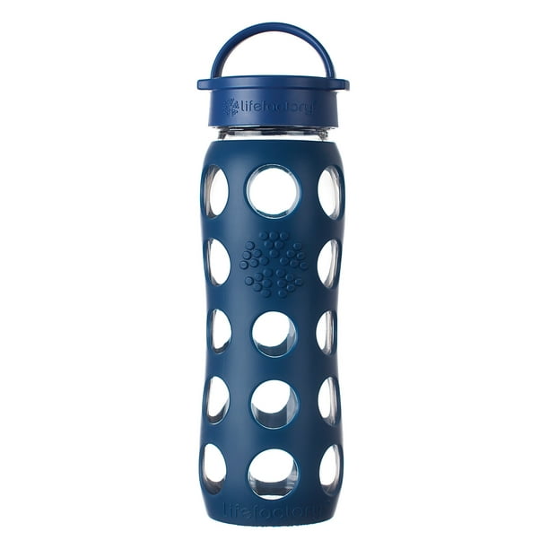 Lifefactory 22oz Glass Water Bottle with Classic Cap Midnight Blue