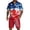 Red, variant on Youpwaven Men's 250th Anniversary Patriotic Outfit Set, Commemorative Short Sleeve Button Down Shirt & Mesh Shorts, 2-Piece USA Flag Celebratory Suit