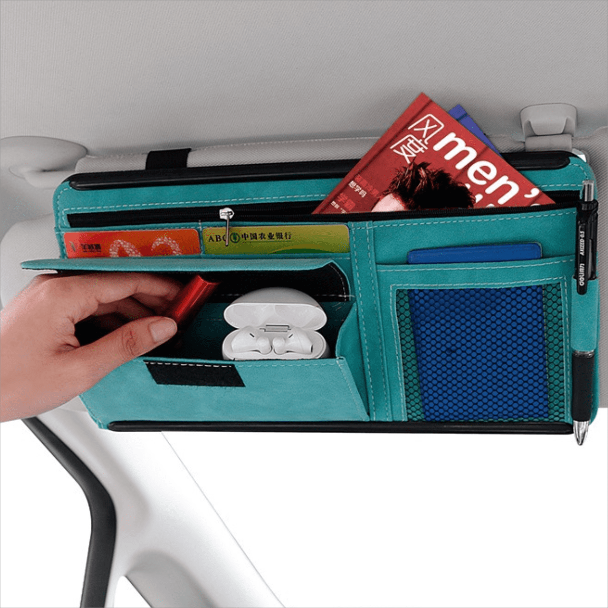 Holocky Car Truck Sun Visor Organizers with Zipper Car Interior Storage Accessories for Passport