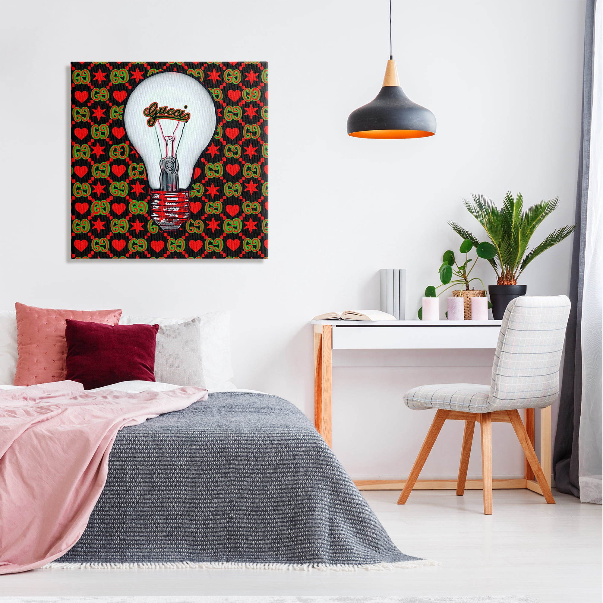 Stupell Industries Glam Brand Lightbulb Pattern Beauty & Fashion Painting Gallery Wrapped Canvas Print Wall Art, 30 x 30