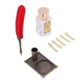 thumbnail image 5 of Pluma pluma espolvorear oro lujo estilo vintage pluma pluma con puntas base botella de tinta para regalo de caligrafía rojo, 5 of 5