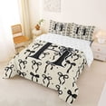 thumbnail image 2 of Manfei Girls Black Letter Monogrammed H Full Size Comforter Sets 3 Pieces,Kids Teens Ribbon Bow Knot Polka Dots Bedding Sets,Breathable Home Decor, 2 of 6