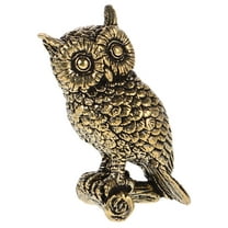 Brass Animal Statues Desktop Owl Knick Home Ornament Office Golden