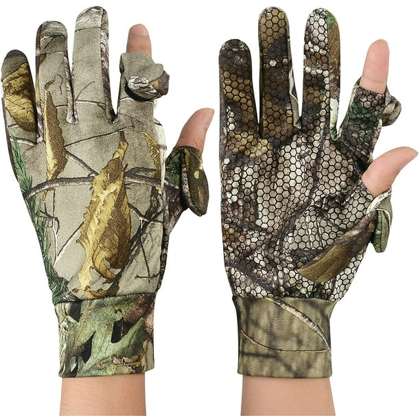 HTOOQ Hunting Gloves Finger/Fingerless Hunting Gloves for Men Women  Anti-Slip Lightweight Camo Gloves Outdoors