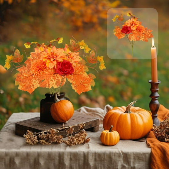 Gmogad Artificial Maple Leaf Branches Realistic Fall Foliage Decor for Indoor Outdoor Home Garden Courtyard Landscaping DIY Floral Arrangement Thanksgiving Autumn Seasonal Display