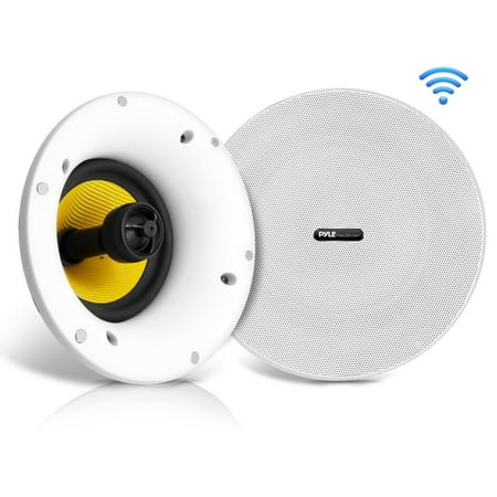 PYLE PDICWIFIB82 - Home In-Wall / In-Ceiling Speakers with Built-in Bluetooth, WiFi Wireless Music Streaming (8’’ -inch, 300