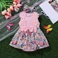thumbnail image 2 of CAICJ98 Baby Girl Summer Clothes Newborn Romper Dress Infant Lace Ruffle Sleeveless Outfits with Headband (Pink,3-6 Months), 2 of 7