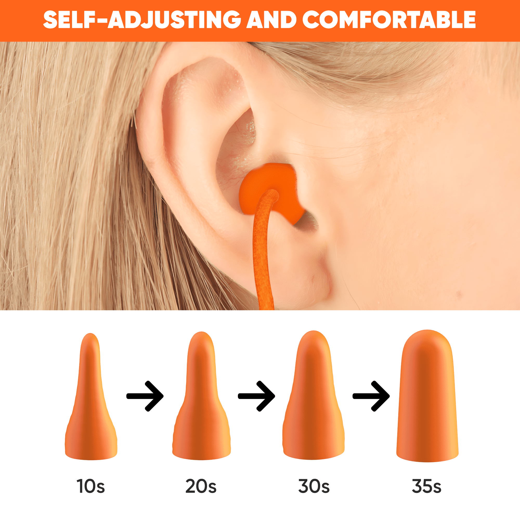 100 Pairs of Foam Corded Noise Cancelling Ear Plugs for Sleeping, Snoring, Shooting, Bulk - 32dB