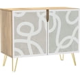 thumbnail image 3 of PixonSign Sideboard Buffet Cabinet, Kitchen Storage Cabinet with 2 Doors, Pastel Gray Geometric Line, Cupboard Console Table for Dining Room - 35" L x 18" W x 29" H, 3 of 5