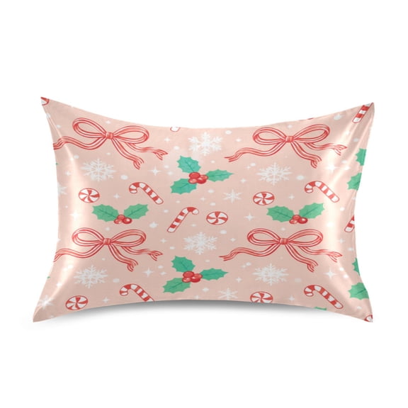 Satin Pillow Case Envelope Pillow Covers Standard Size Soft Pillow Cases for Bedroom, Bow Printed