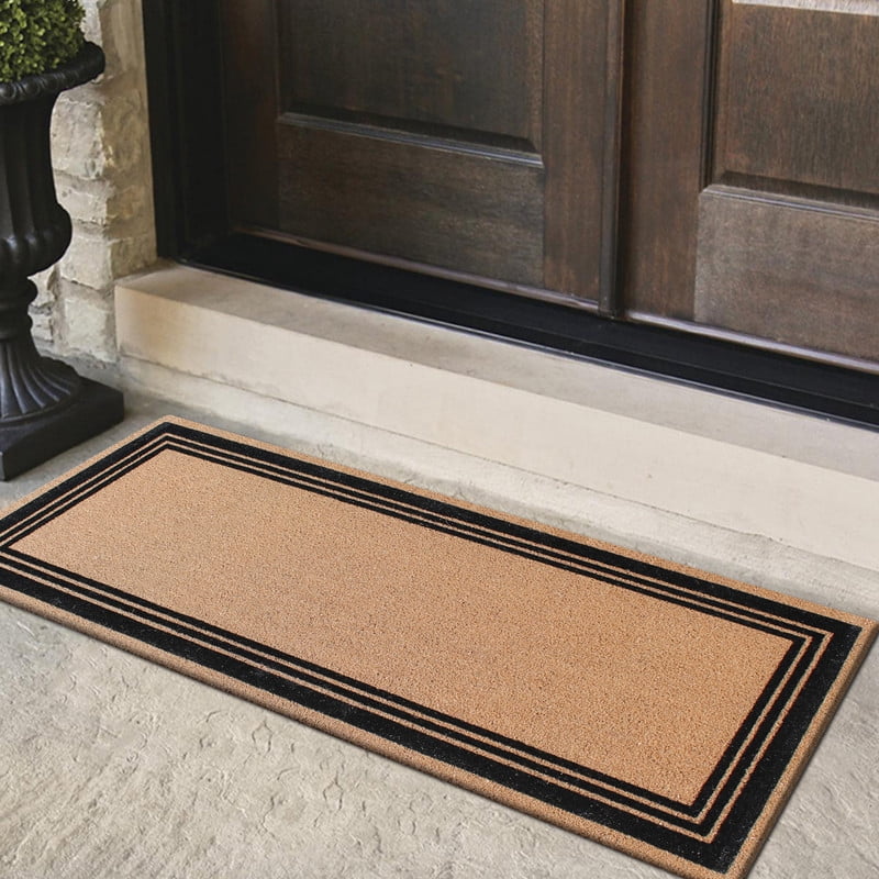 A1HC Natural Coir Flock Doormat for Outdoor Entrance, Heavy Duty, Thin Profile, Anti-Shed Treated Durable Mats, Easy to Clean, Long Lasting, Front Door Entry Mat 30"x60"