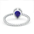 thumbnail image 3 of Vintage Teardrop Pear Rope Twisted Band Engagement Ring Simulated Blue Sapphire 925 Sterling Silver, 3 of 5