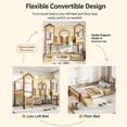 thumbnail image 4 of Bellemave Full Over Full House Bunk Bed with Storage, Wood Detachable Design Floor Bunk Bed Frame with Bookshelf, Drawer, Roof and Windows for Teens Kids Boys Girls, Playhouse Design（Natural), 4 of 10