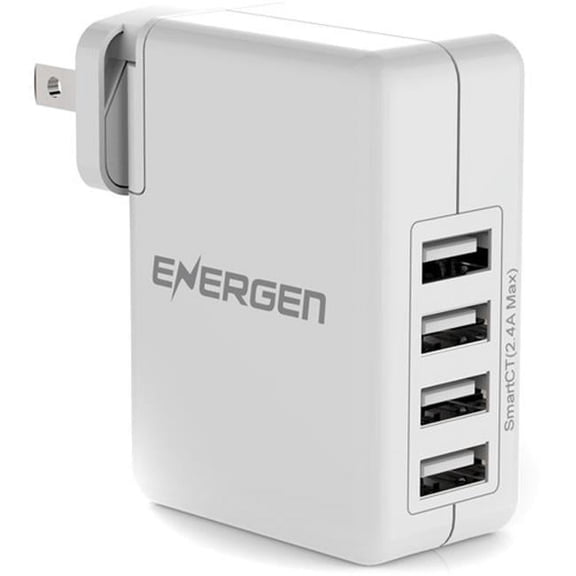 ENERGEN EN-WC410WH-1 8A Quad Foldable USB Wall Charger, White