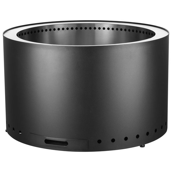 KFFKFF Smokeless Fire Pit Stove Bonfire, H: 18 in x Dia: 28 in ,Wood Burning Fireplaces with Removable Ash Pan, SUS430 Stainless Steel inner Portable Outdoor Firepit