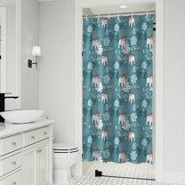 Blue Christmas Polar Bear Pattern Shower Curtain 36"x72" ,Bathroom Decorative Shower Curtains Set with 12 Hooks,Modern Waterproof Washable Shower Curtain