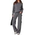 thumbnail image 2 of Women'S Plush Long-Sleeved Trousers Two-Piece Home Wear Casual Suit, Sweater, Pants, Pajamas Set Grey M, 2 of 9
