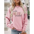 thumbnail image 4 of Suéter de Mujer con Estampado de Letras, Cuello Redondo y Larga Rosa L, 4 of 5