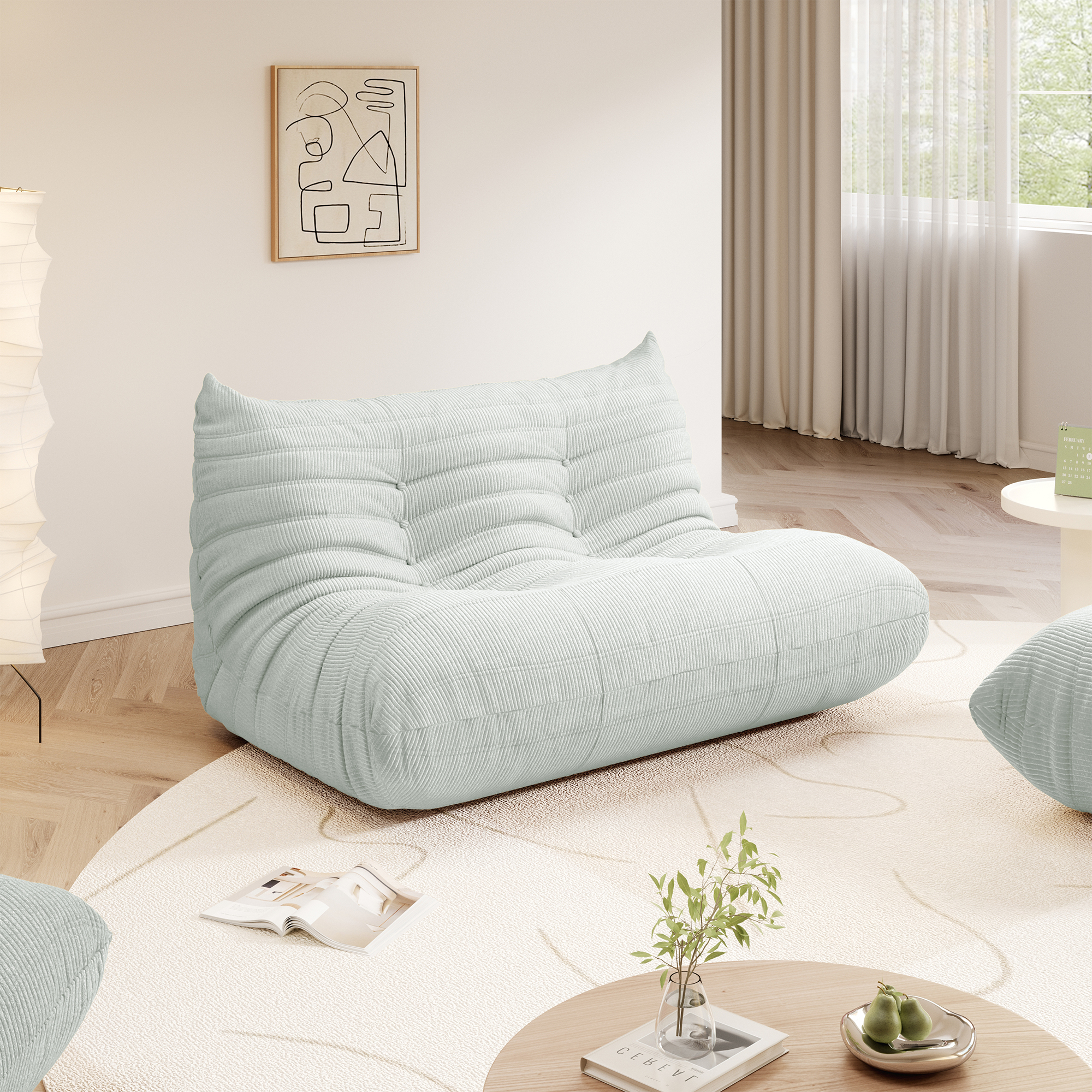 Gtilzria Lazy Sofa Comfortable Bean Bag Chair for Adults Floor Couch for Living Room, Bedroom, Corduroy, Green