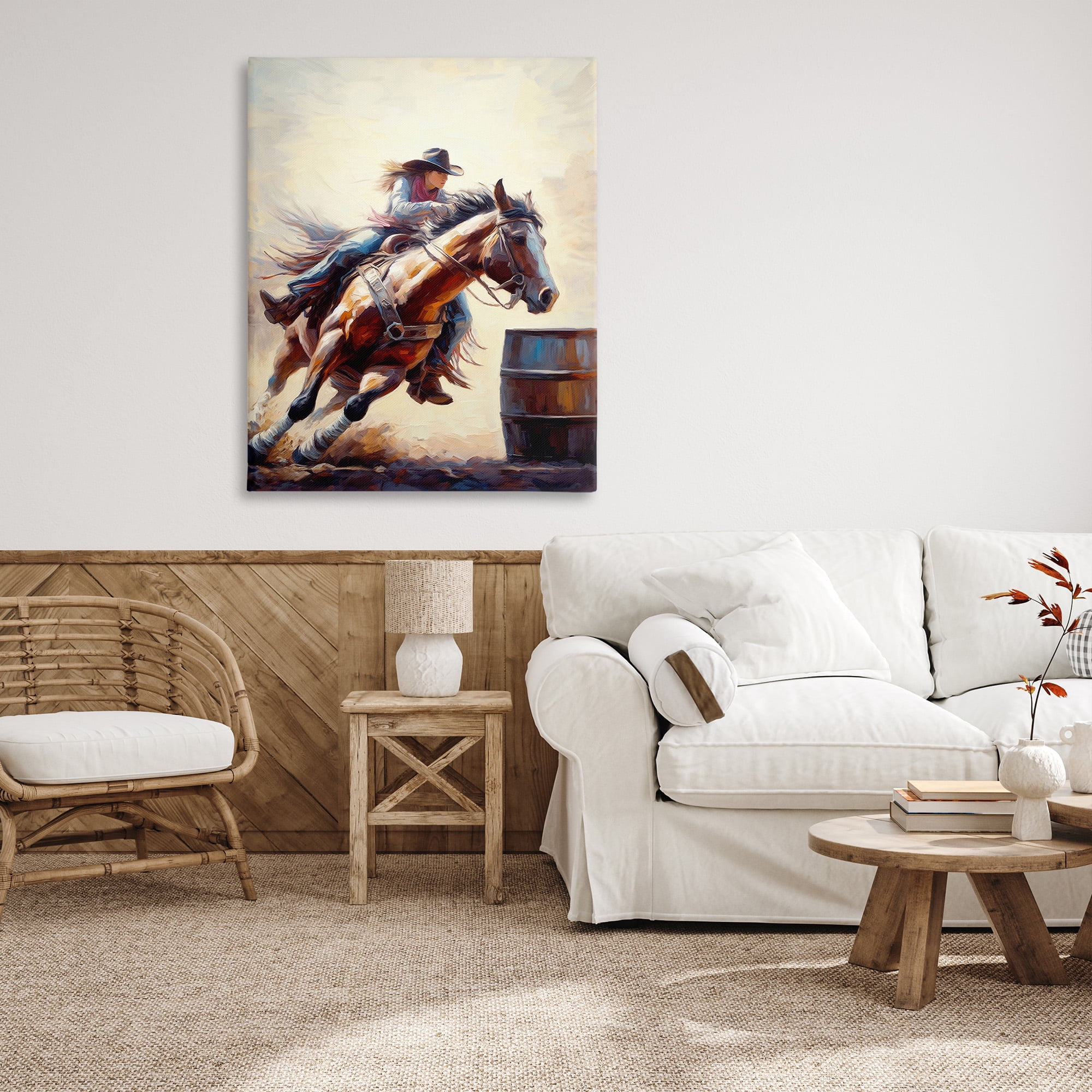 Stupell Industries Galloping Jockey Girl Animals & Insects Painting Gallery Wrapped Canvas Art Print Wall Art, 36 x 48