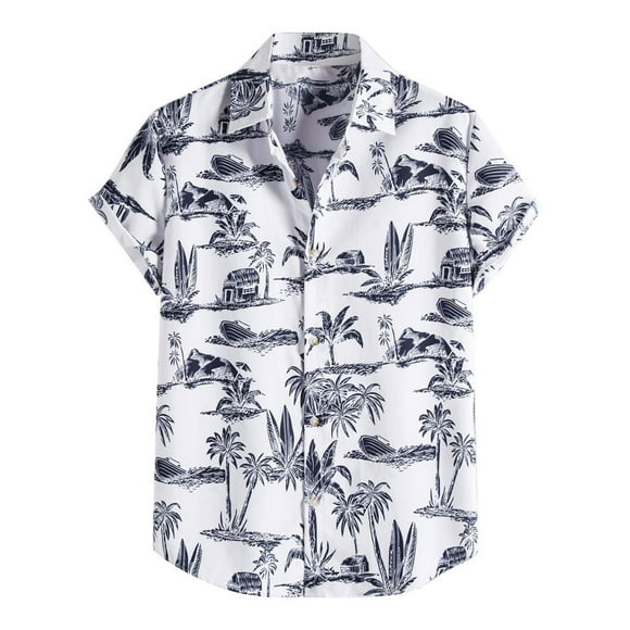 RKSTN Chemises pour Hommes Manches Courtes Mode Ethnique Manches Courtes Décontracté Imprimé Chemise Hawaïenne Blouse T-shirt Chemises Hawaïennes pour Hommes