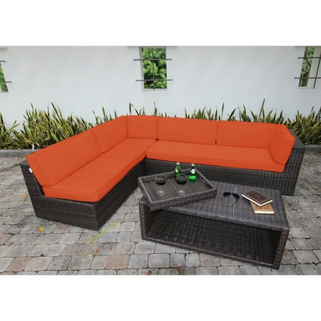 bellini sorano wicker 4 piece sunbrella fabric deep seating sofa set