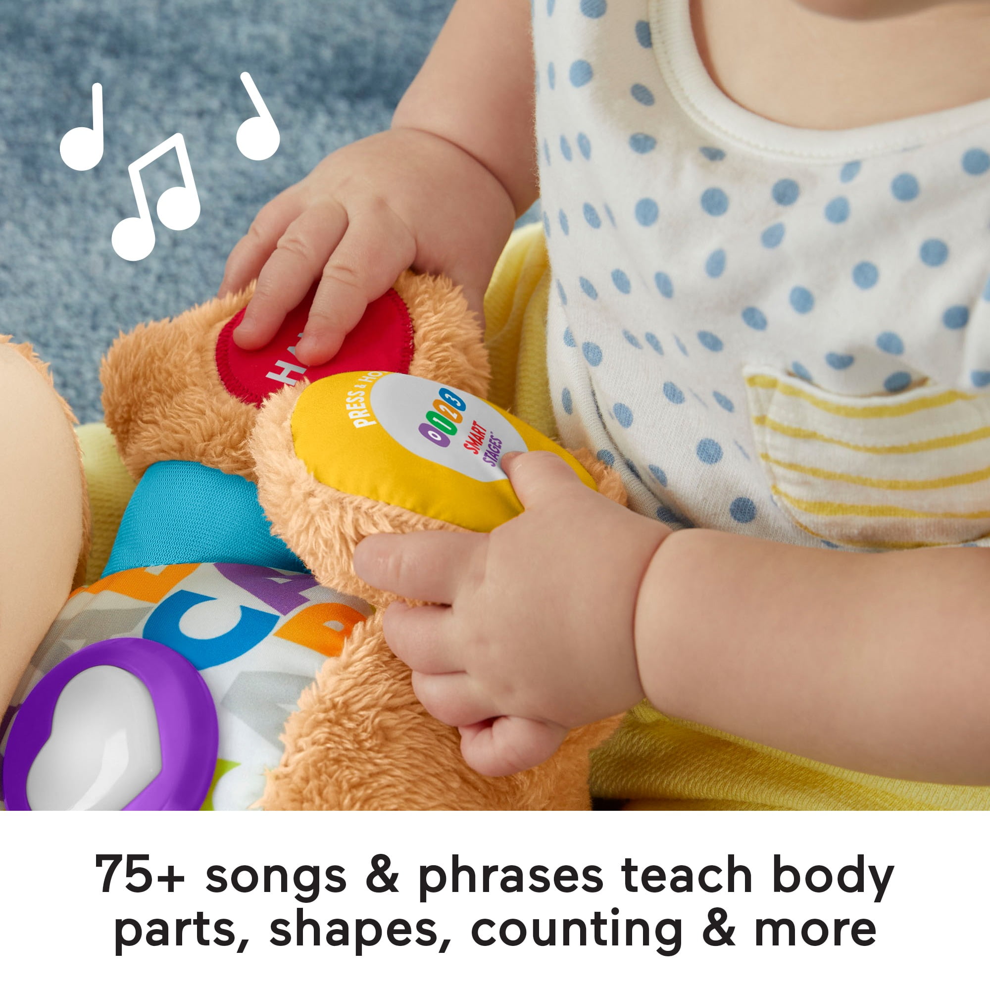 Fisher-Price Plush Baby Toy with Lights Music and Smart Stages Learning Content, Laugh & Learn Puppyâ€‹