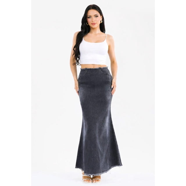 Maxi falda denim Roman Fashion /Juvenil, 1727 (Negro) negro G