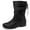 Black PU205, variant on Love Steetly Women's Extra Wide Width Ankle Boots, Distressed Faux Suede, Slouchy Ruched Upper, Adjustable Back Lace-Up, Low Stacked Heel Casual Boots.