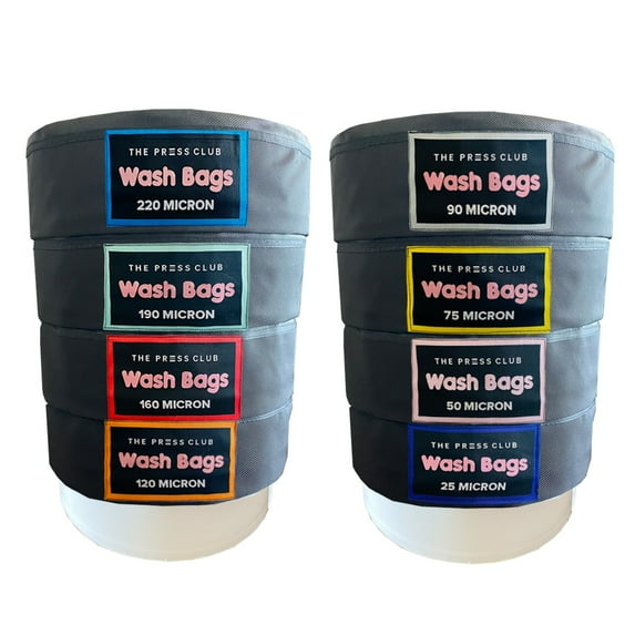 The Press Club 5 Gallon Premium Heavy Duty Full Mesh Bubble Wash Bags, 8 Pack, 220 190 160 120 90 75 50 & 25 Micron, All Inclusive Kit