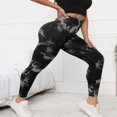 thumbnail image 3 of Tie Dye Hidden Scrunch Leggings for Women Tummy Control Butt Lifting Yoga Pants High Waist Compression Workout Tight,M,Black, 3 of 7