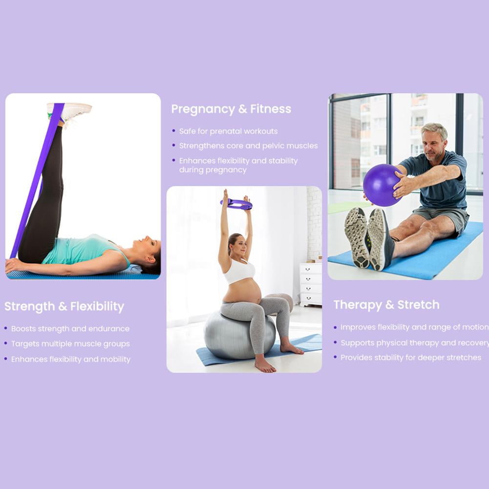zhansiyang Pilates Essentials Kit Home Equipment Set for Women Beginners 13-Piece Pink Includes Pilates Ring Resistance Bands Yoga Ball