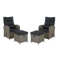thumbnail image 1 of Ensemble de 4 Pièces en Osier Toutes Saisons Monaco w 2 Chaises Inclinables Grises et 2 Poufs, 1 of 12