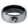 thumbnail image 2 of Tungsten Yin Yang Mythical Unicorns Band Ring 8mm Men Women Comfort Fit Black Dome Brushed Gray Polished, 2 of 4