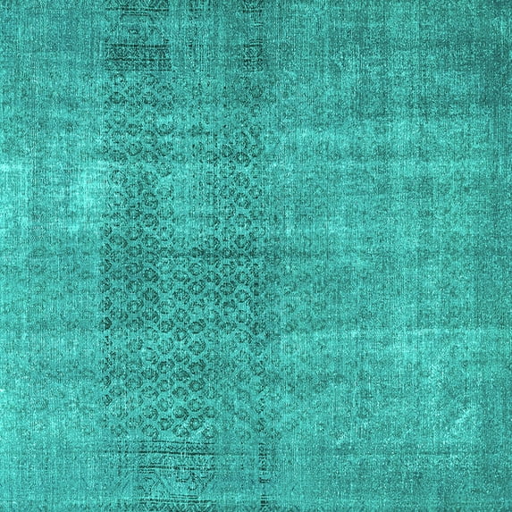 Ahgly Company Machine Washable Indoor Square Persian Turquoise Blue Traditional Area Rugs, 8' Square