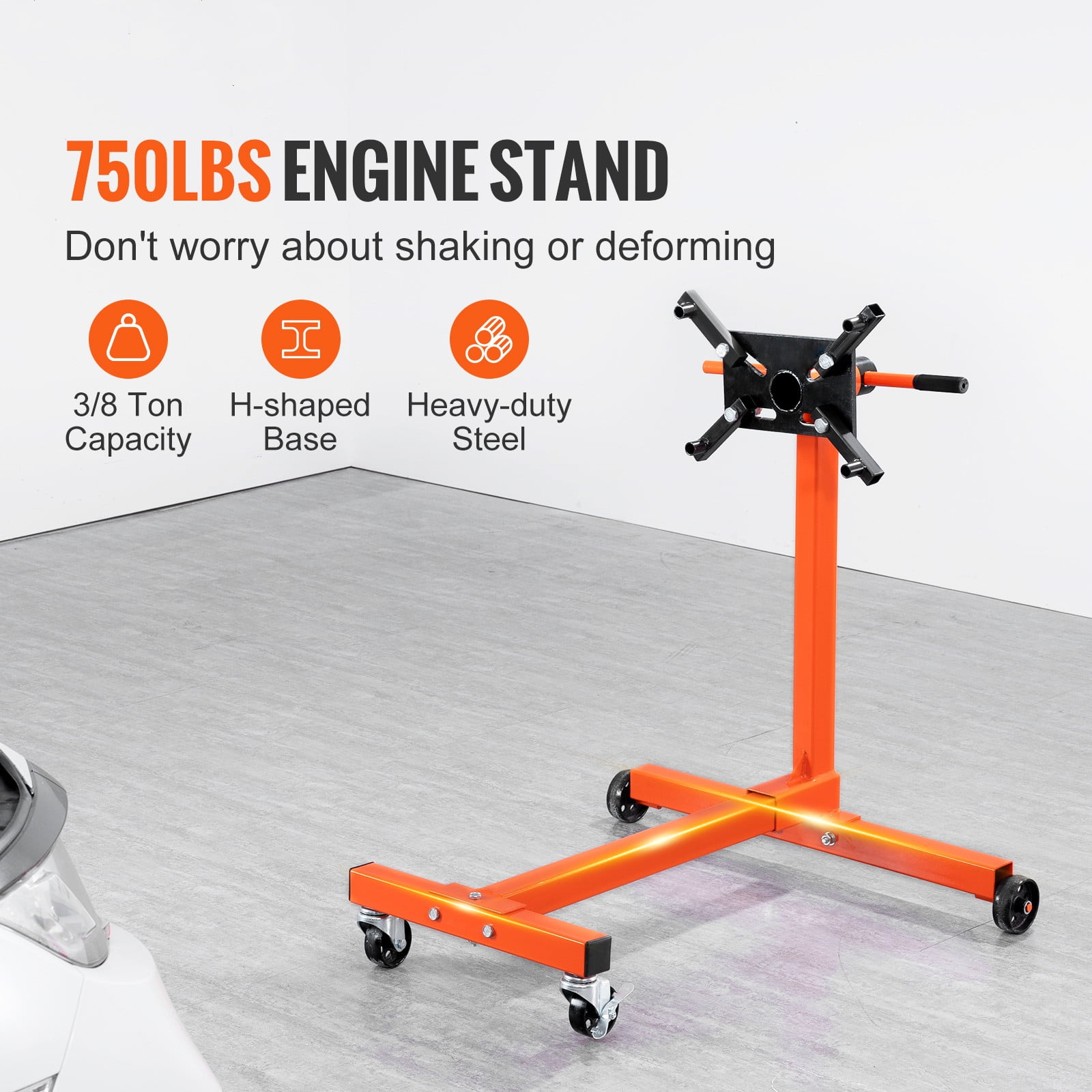 VEVOR Engine Stand 750lbs Motor Hoist Dolly 360 Degree Adjustable Mounting Head