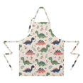 thumbnail image 2 of Beige Dinosaurs Flowers Leaves Apron-Garden Aprons for Women with Pockets-Cotton Linen Waterproof Kitchen Cooking Gardening Aprons Adjustable for Kitchen,Cooking,BBQ and Salon 33x27 Inch, 2 of 7