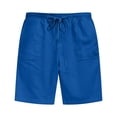 thumbnail image 5 of YLSDY Men's Solid Basic Casual Shorts, Drawstring Elastic Waist, Comfortable Everyday Wear Shorts Blue L, 5 of 6