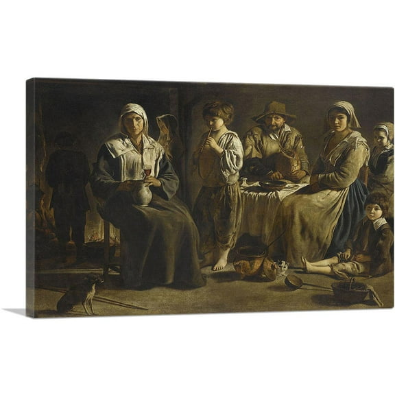 ARTCANVAS Peasant Family In An Interior 1643 Canvas Art Print by Louis Le Nain - Size: 26" x 18" (1.50" Deep)