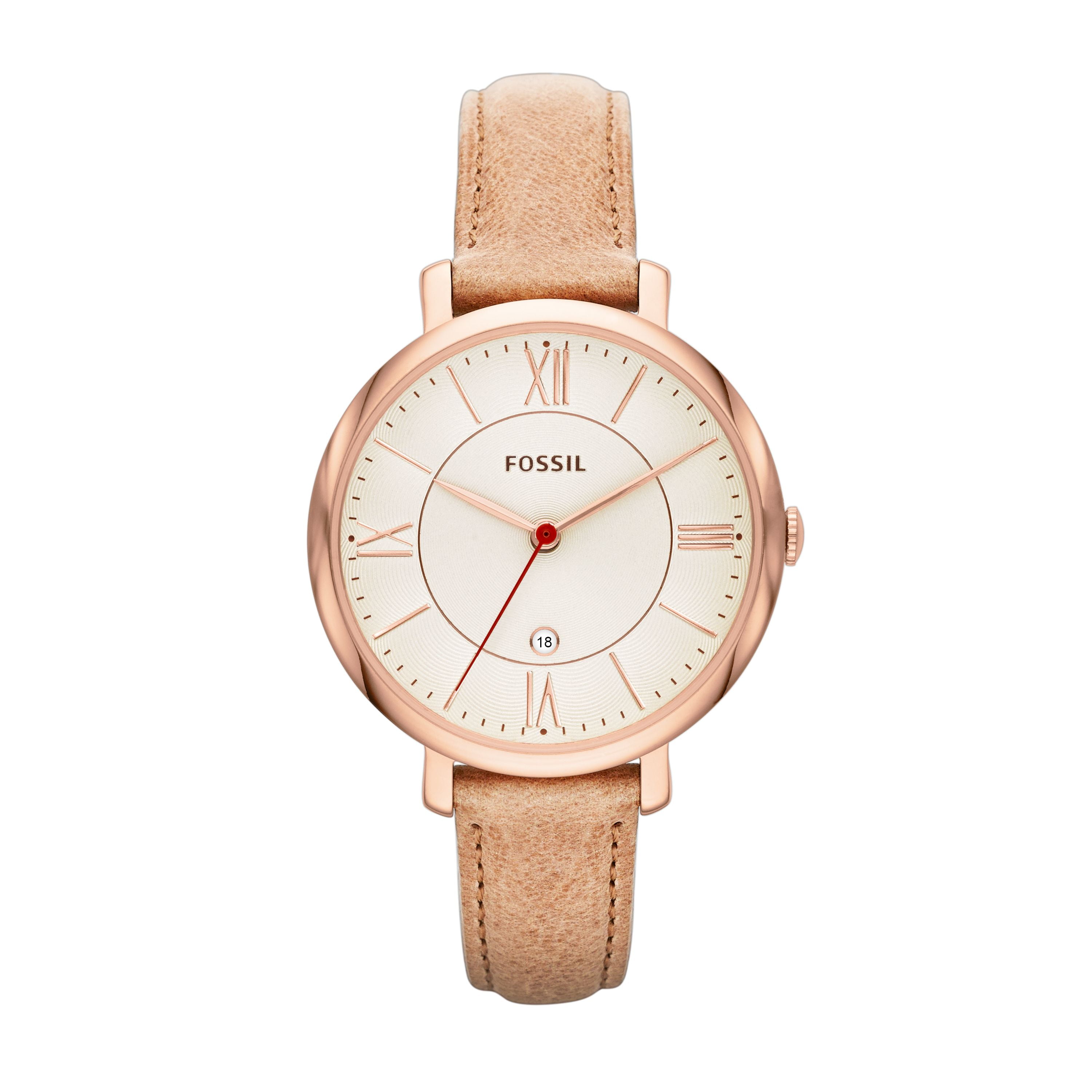 Fossil Women's Jacqueline Three-Hand Tan Leather Band Watch (Style ...