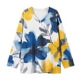 thumbnail image 6 of CLOISE Plus Size Tunic Tops for Women V Neck Casual Pullover Floral Long Sleeve Shirts Fall Loose Outfits White 3XL, 6 of 6