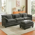 thumbnail image 3 of JONPONY 111" Cloud Couch,L Shaped Modular Sectional Sofa with Movable Ottoman,3 Oversized Seats Sleeper Couches for Living Room,Gray, 3 of 11