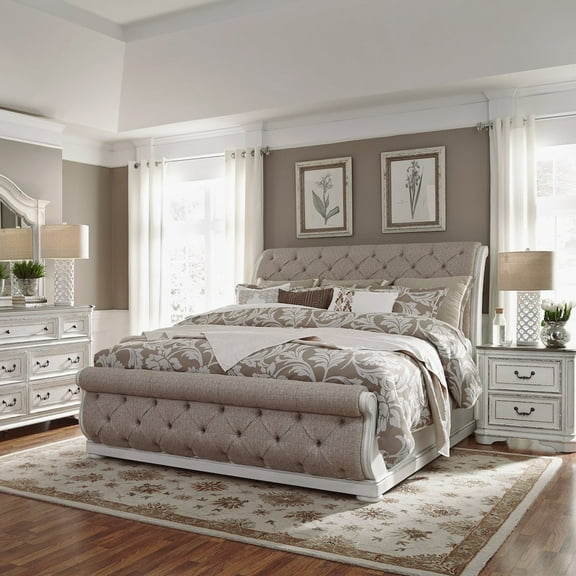 Liberty Furniture Industies, INC Magnolia Manor California King Sleigh Bed, Dresser & Mirror, Night Stand - White
