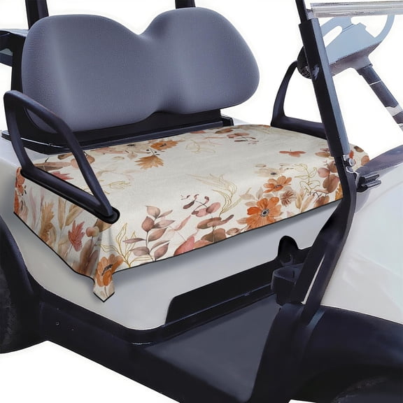 Machine Washable Flowers Golf Cart Seat Covers 51" x 31", Fits Most Standard Golf Cart Front Seats, Easy Clean Microfiber Material