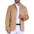 thumbnail image 5 of INSPIRE CHIC Men's Casual Suit Jacket Stand Collar Single Breasted Suede Blazer M Khaki, 5 of 6