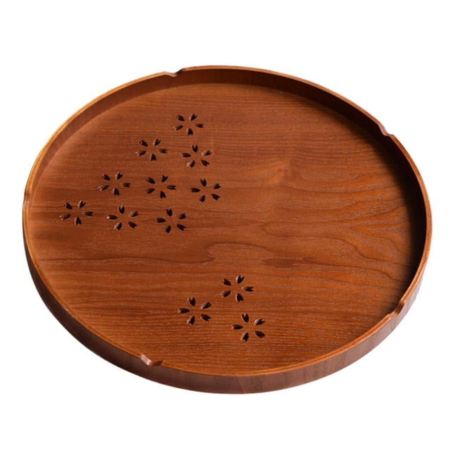 Bandeja redonda de cocina para servir, plato de madera para servicio de cafetería y comedor té - 27cm Zulema Bandeja para servir comida