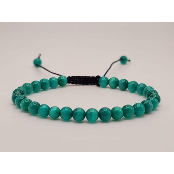 Green Cats Eye Stone Bracelet Genuine bead bracelet Adjustable