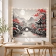 thumbnail image 5 of Red Bridge and East Asian Pavilion Tapestry Wall Hanging, 5 of 7