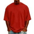 thumbnail image 2 of Plus Size 5XL Men's Shirt Short Sleeve 100%Cotton T-Shirts Breathable Crew Neck Athletic Tshirts Casual Summer Tops, 2 of 8